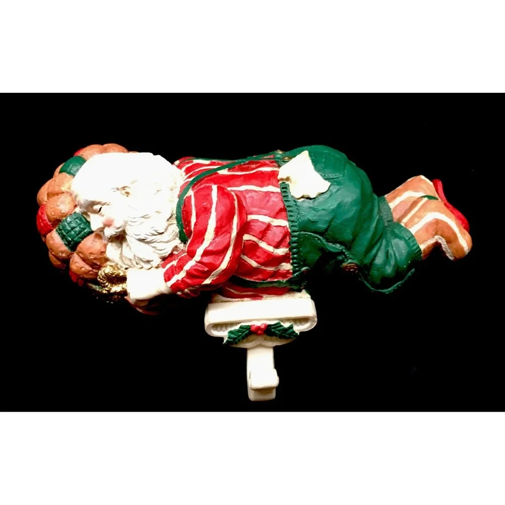 Sleeping Santa Clause Mantel‎ Stocking Holder Hanger Vintage